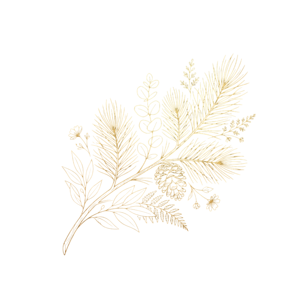Gold Pine Branch Decorative